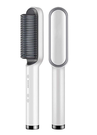 Hair Straightener Brush 45W Ceramic Ionic Heated Comb with 6 Temp Settings, Anti-Frizz, Dual Voltage