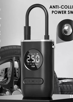 Cordless Mini Air Compressor 150 PSI – 4000mAh Rechargeable Tyre Inflator with LED Light, USB-C – Digital Pump for Car, Bike, Ball