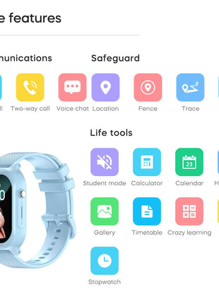 Kids 4G Smartwatch with GPS Tracker, 1.83" HD Screen, SOS, Waterproof, Video Call – Blue