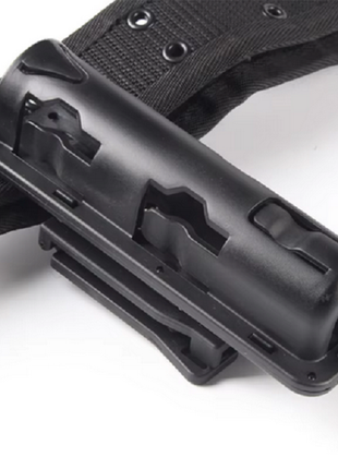 Expandable Nylon Plastic Holster – Fits 16–26″ Baton / 27–31 mm Torch – 360° Swivel – Quick‑Clip Belt Mount (53 × 60 × 150 mm)