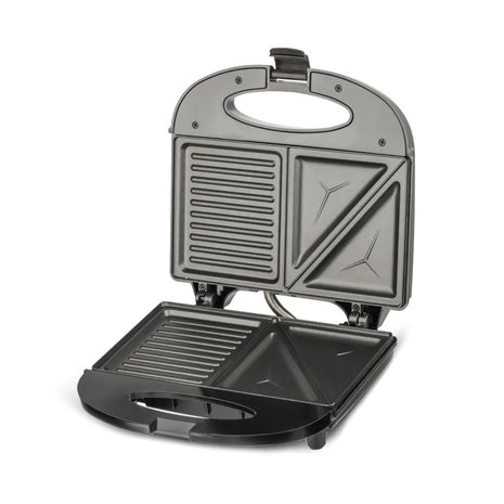 Sandwich Maker 2-in-1 Grill 850W – Non-Stick Dual Plates + Safety Lock – Black