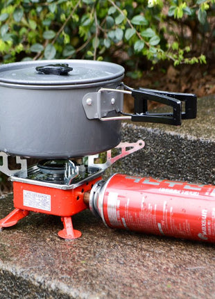 Camping Gas Stove  – Mini Cassette Butane Burner with Foldable Brackets – Silver Outdoor Cooker