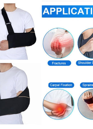 Arm Sling Support Brace Adjustable – Lightweight Breathable Fabric – Universal Fit – Black