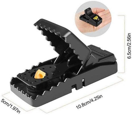 Reusable Mouse & Rat Trap – Durable Plastic & PS Snap Trap – Black
