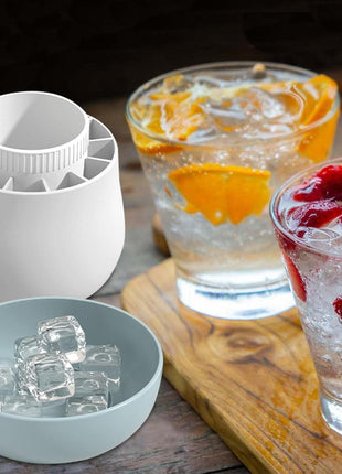 Small Silicone Ice Cube Tray With Lid, 60-Cube Easy Release Ice Cup Mold Blue White