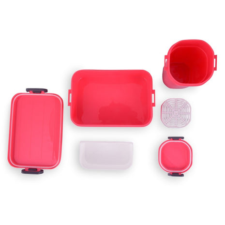 2‑Compartment Leakproof Lunchbox & Water Bottle Set – BPA‑Free PP – 19×12×6.5 cm + 7×8×8 cm – Pink