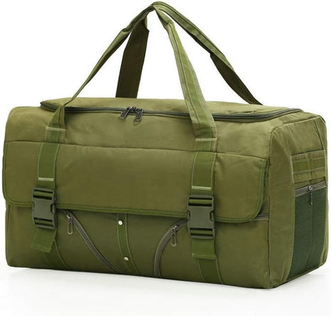 Canvas Duffel Bag 65cm Large Capacity – Waterproof 600D Utility Holdall with Zip & Mesh Pockets