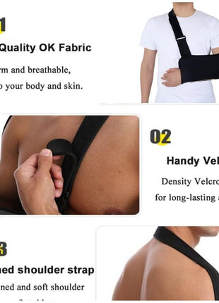 Arm Sling Support Brace Adjustable – Lightweight Breathable Fabric – Universal Fit – Black