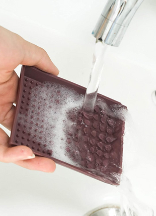 Makeup Brush Storage Box 21.7cm with Mirror and Cleaning Pad – Pink ABS 2-in-1 Cosmetic Organizer