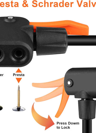 Mini Foot Pump with Gauge 160 PSI – Aluminum Body + Presta/Schrader Compatible