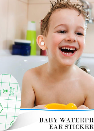 Waterproof Ear Protector Covers for Bathing & Swimming, 60 Disposable PU & Cotton Ear Stickers