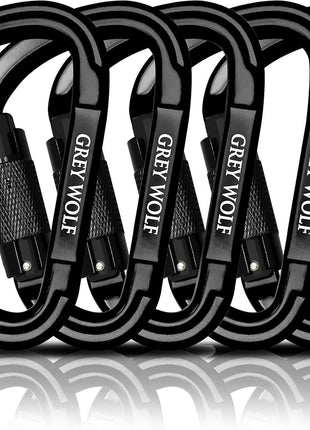 Aluminium Alloy Carabiner 25kN – 3-Way Auto Locking Gate – Matte Black – CE0321 EN362 – Industrial Use