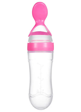 Silicone Baby Feeding Bottle 90mL – Leakproof BPA-Free Food Dispenser with Spoon and Cover