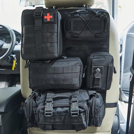 Tactical Seat Organizer 6-Piece Kit with MOLLE Pouches – 1000D Nylon – Universal Fit