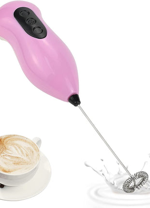 Handheld Electric Coffee Whisk Milk Frother Battery Powered Stainless Steel Drink Mixer