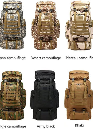 80L Tactical Hiking Backpack – Waterproof 600D Oxford – Desert Camouflage