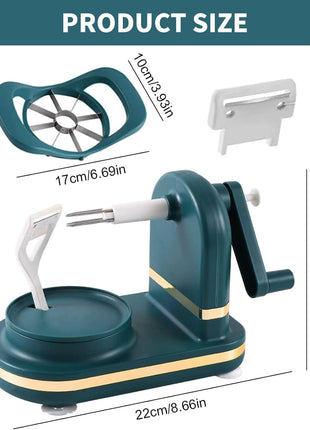 Manual Fruit Peeler with Adaptive Blade, Hand Crank, Suction Base