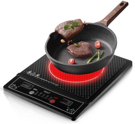 Induction Cooker 2000W Ceramic Glass – Compact Electric Infrared Cooktop with Touch Controls & LED Display – Black