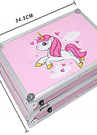 145-Piece Art Set – Unicorn Aluminum Case – Complete Drawing, Painting & Sketching Kit Pink