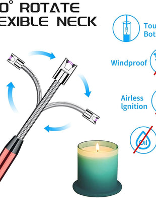 Electric Arc Lighter – 29.5cm Flexible USB Rechargeable – Windproof Safety Ignition with LED Indicator