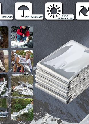 Emergency Thermal Blanket 130×210cm – Waterproof Mylar Survival Bag – Silver Reflective, Compact & Lightweight