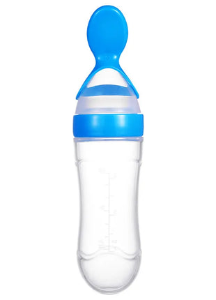 Silicone Baby Feeding Bottle 90mL – Leakproof BPA-Free Food Dispenser with Spoon and Cover