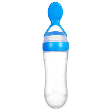 Silicone Baby Feeding Bottle 90mL – Leakproof BPA-Free Food Dispenser with Spoon and Cover