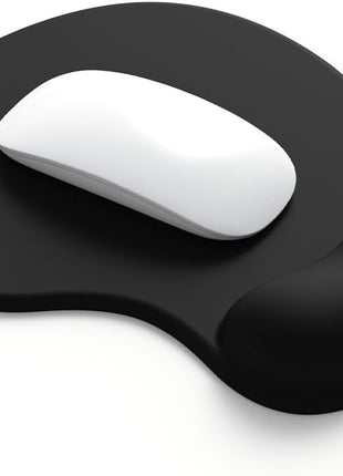 Mouse Pad Gel Wrist Support – Ergonomic Comfort, Non-Slip PU Base, Smooth Fabric – Black