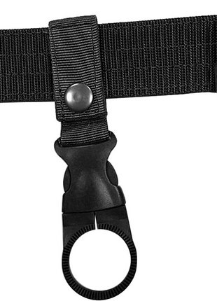Water Bottle Holder Clip 13.5cm Nylon with Carabiner and Velcro Strap – Fits 27mm Bottles – Khaki/Black/Green
