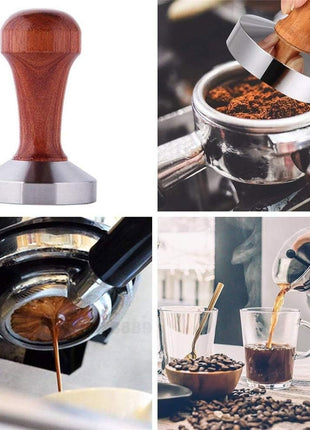 48 mm Coffee Tamper with Wooden Handle and Stainless Steel Base, Espresso Ground Coffee Press Tool