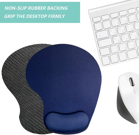 Mouse Pad Gel Wrist Support – Ergonomic Comfort, Non-Slip PU Base, Smooth Fabric –Navy