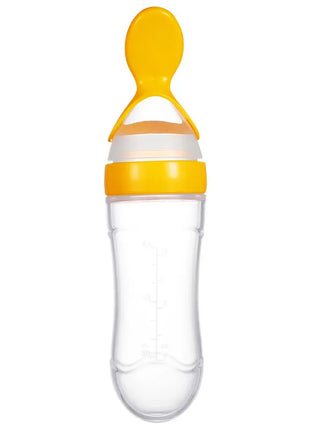Silicone Baby Feeding Bottle 90mL – Leakproof BPA-Free Food Dispenser with Spoon and Cover