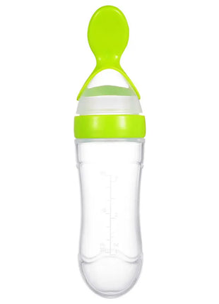 Silicone Baby Feeding Bottle 90mL – Leakproof BPA-Free Food Dispenser with Spoon and Cover