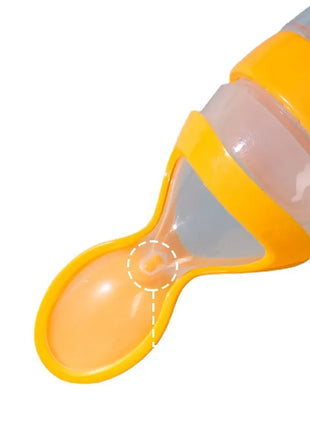 Silicone Baby Feeding Bottle 90mL – Leakproof BPA-Free Food Dispenser with Spoon and Cover