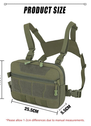 Tactical Chest Bag – 600D Waterproof Nylon – 25.5×5.5×18 cm Front Pack Molle Strap Backpack (Multiple Colours)