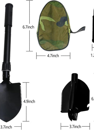 Mini Folding Shovel 420mm – Steel Head Multi-Tool with Pick & Camo Case