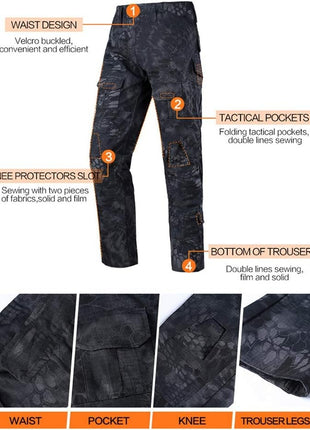 Tactical Shirt & Pants Set Large – 65/35 Ripstop Multicam‑Style – Black Python