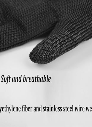 Anti‑Cut Safety Protective Gloves – Stainless Steel Wire + Polyester Blend, Average Size, Black (1 Pair)