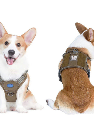 Tactical Dog Harness Medium Oxford Nylon with Dual D-Rings & Quick-Release