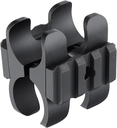 Shotgun Flashlight Barrel Clamp Mount with Detachable Pic‑Rail – CNC Aluminum – Dual Screw – Black