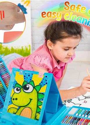 208-Piece Kids Art Set – Drawing & Painting Kit with Easel, Crayons, Pencils, Ruler, Watercolors