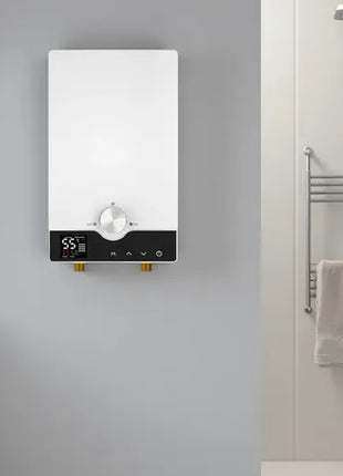 Instant Electric Tankless Water Heater 8800W Wall Mounted Digital Hot Water System IPX4 White