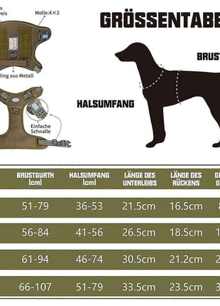 Tactical Dog Harness Medium Oxford Nylon with Dual D-Rings & Quick-Release