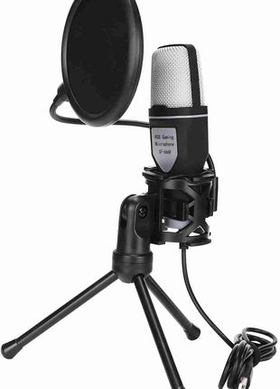 USB Condenser Microphone – 5V Plug & Play – Omnidirectional – Carbon Steel Gooseneck – RGB Lighting – Black