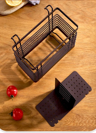 Metal Kitchen Utensil Holder 16×10×13.5 cm – 2-Compartment Organizer – Wall Mount or Countertop Rack
