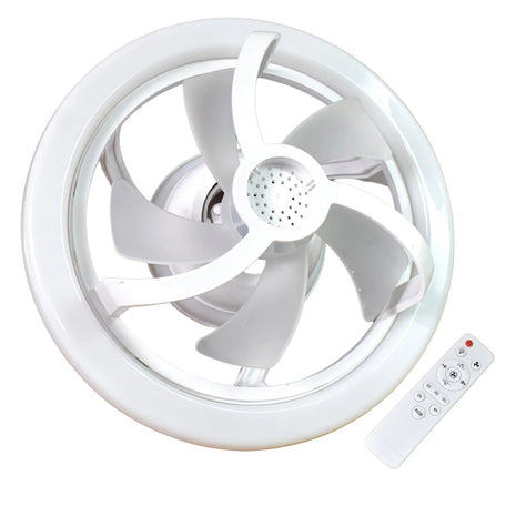 Ceiling Fan Light 28cm with Remote – LED Lighting + 360° Rotation – E27 Socket – Adjustable Speeds & Color – White