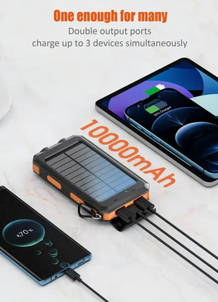 Portable Power Bank 10000mAh – ABS Dual USB Output – Compact Travel Charger – Black