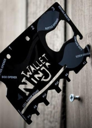Wallet Ninja 18‑in‑1 Wallet Multi‑Tool – Alloy Steel Credit‑Card Size Black