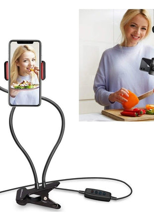 LED Ring Light 9cm – 3 Brightness Modes + Desk Clamp – USB Powered Flexible Gooseneck – Black