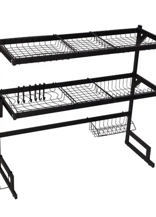 2‑Tier Over‑The‑Sink Dish Drying Rack 85 cm – Rust‑Resistant Stainless Steel, Space‑Saving Kitchen Organiser